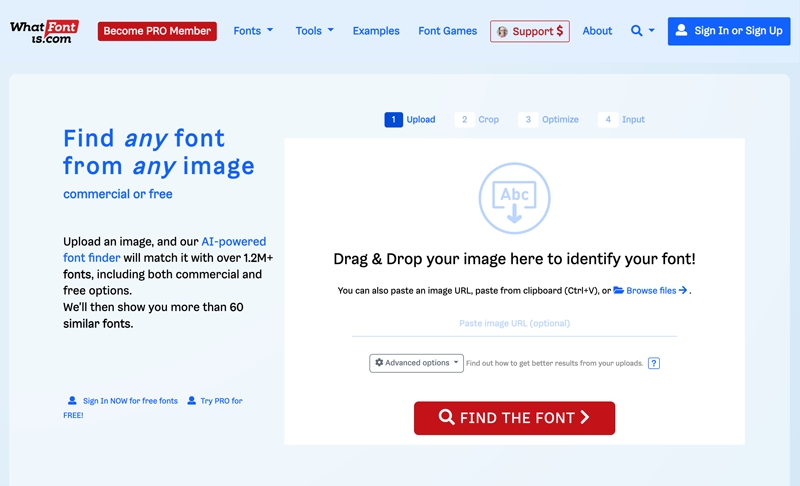 WhatFontIsで画像からフォントを検索する画面-1